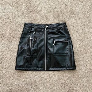 Black PU leather skirt